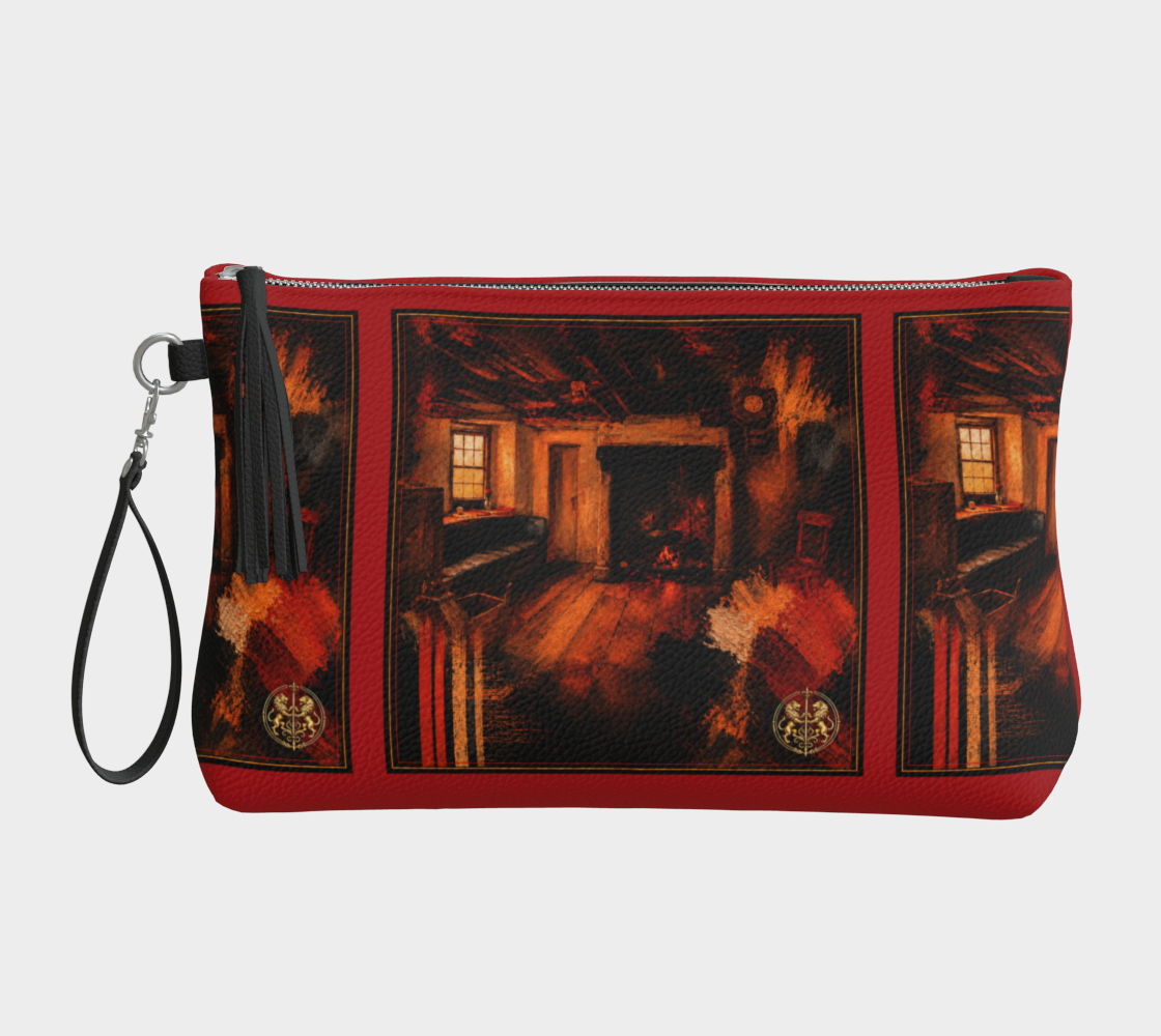 Large Wristlet Bag — Interior Scene — Sunrise Ombré with Red — Strap Options — Black or Ivory