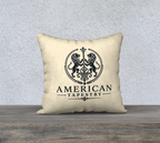 18″ Square Canvas or Cotton Canvas Pillowcase — USS Constitution — Back Emblem in Dark Navy on Cream