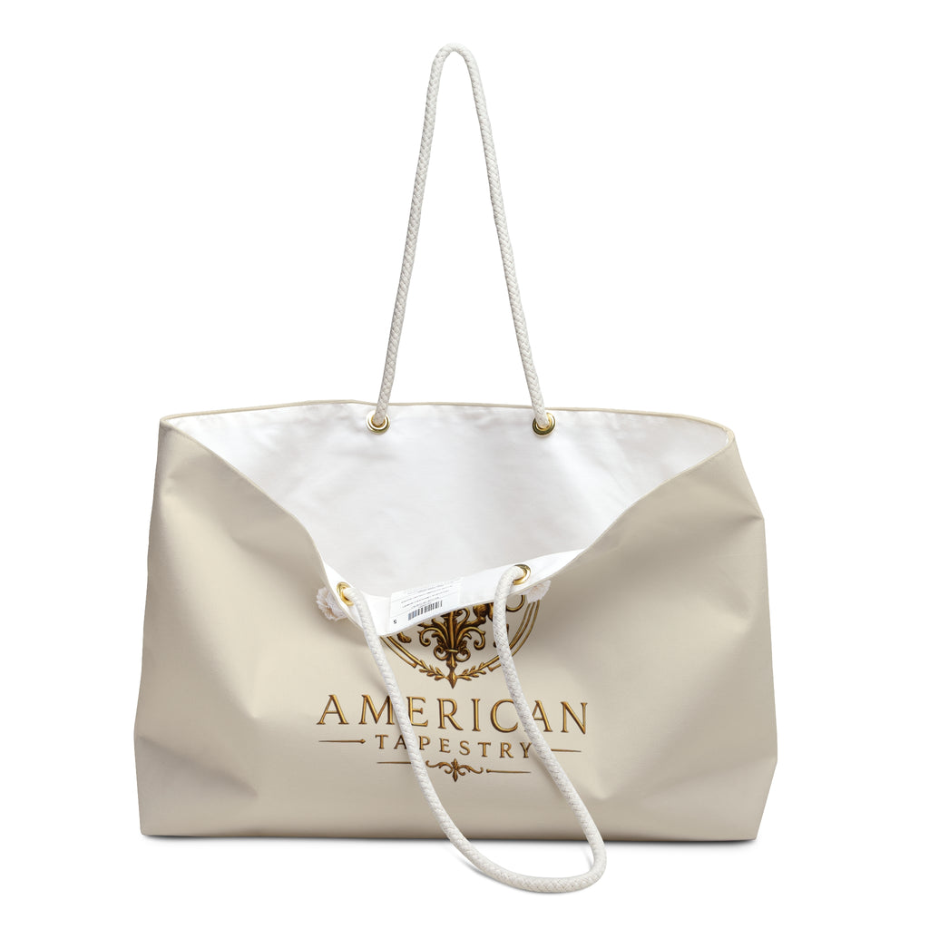 Weekender Bag — Inspired by Louis C. Tiffany (1848–1933) — Gold Lions on Warm Ivory