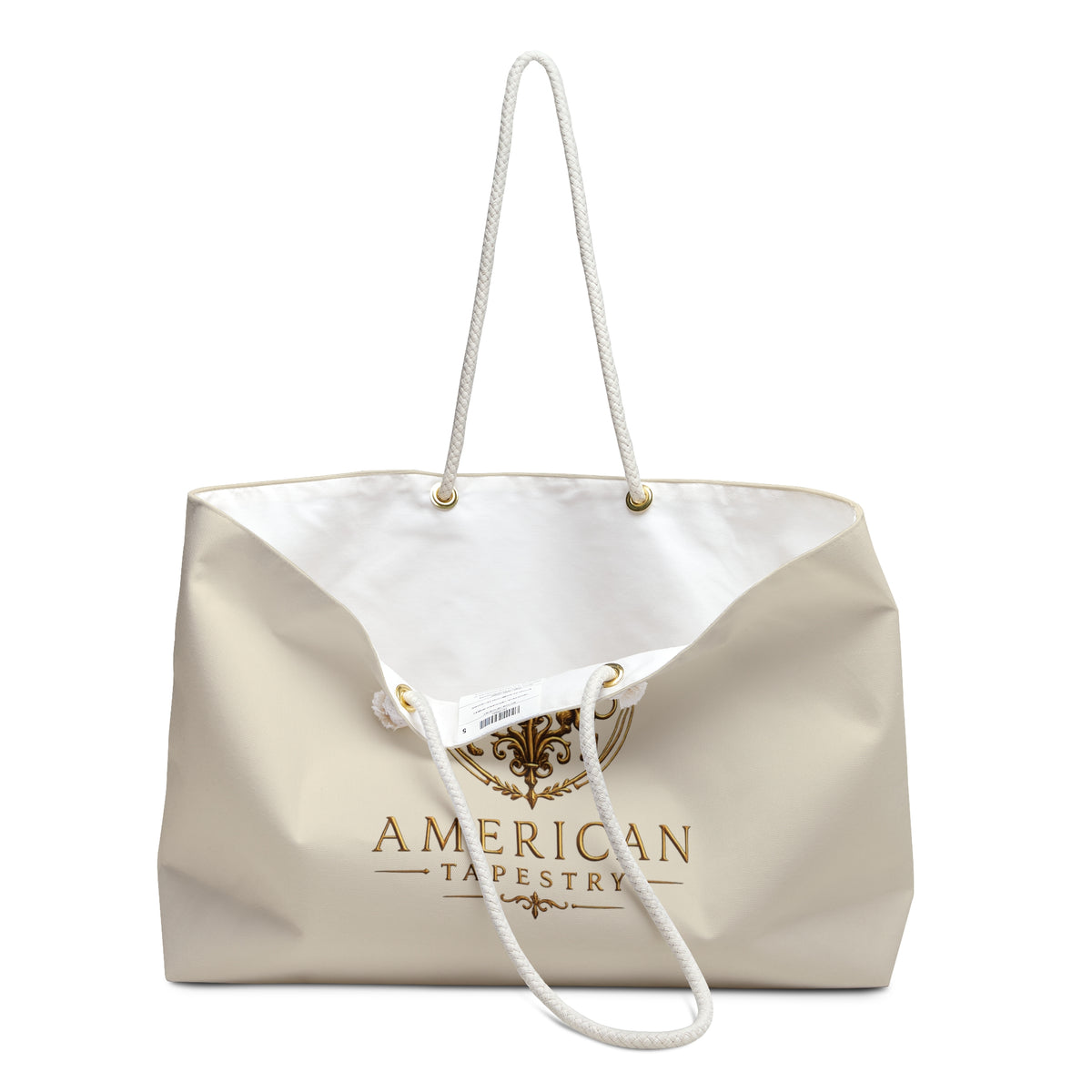 Weekender Bag — Inspired by Louis C. Tiffany (1848–1933) — Gold Lions on Warm Ivory