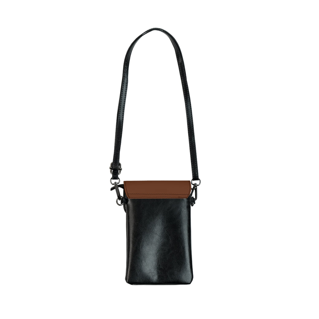 Crossbody Phone Case & Wallet Crossbody Bag — Interior Scene — Sunrise Ombré with Brown