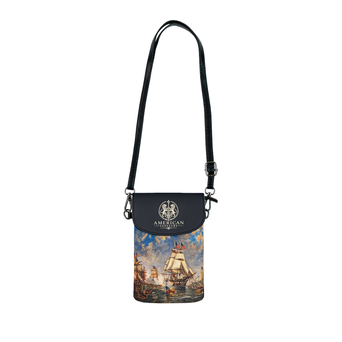 Crossbody Phone Case & Wallet Crossbody Bag — Return of the Constitution — Navy with Cream Emblem