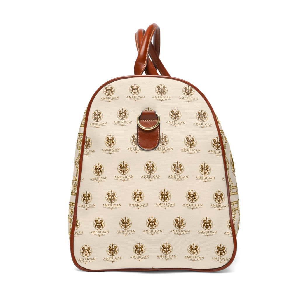 Duffle Bag — Inspired by Louis C. Tiffany (1848–1933) and a French Teacup and Saucer — Gold Lions on Cream