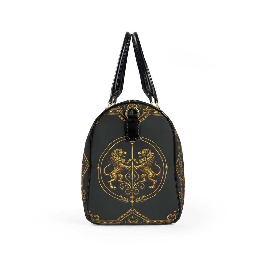 Barrel Bag — Inspired by Louis C. Tiffany (1848–1933) and a French Teacup and Saucer — Gold Lions on Black