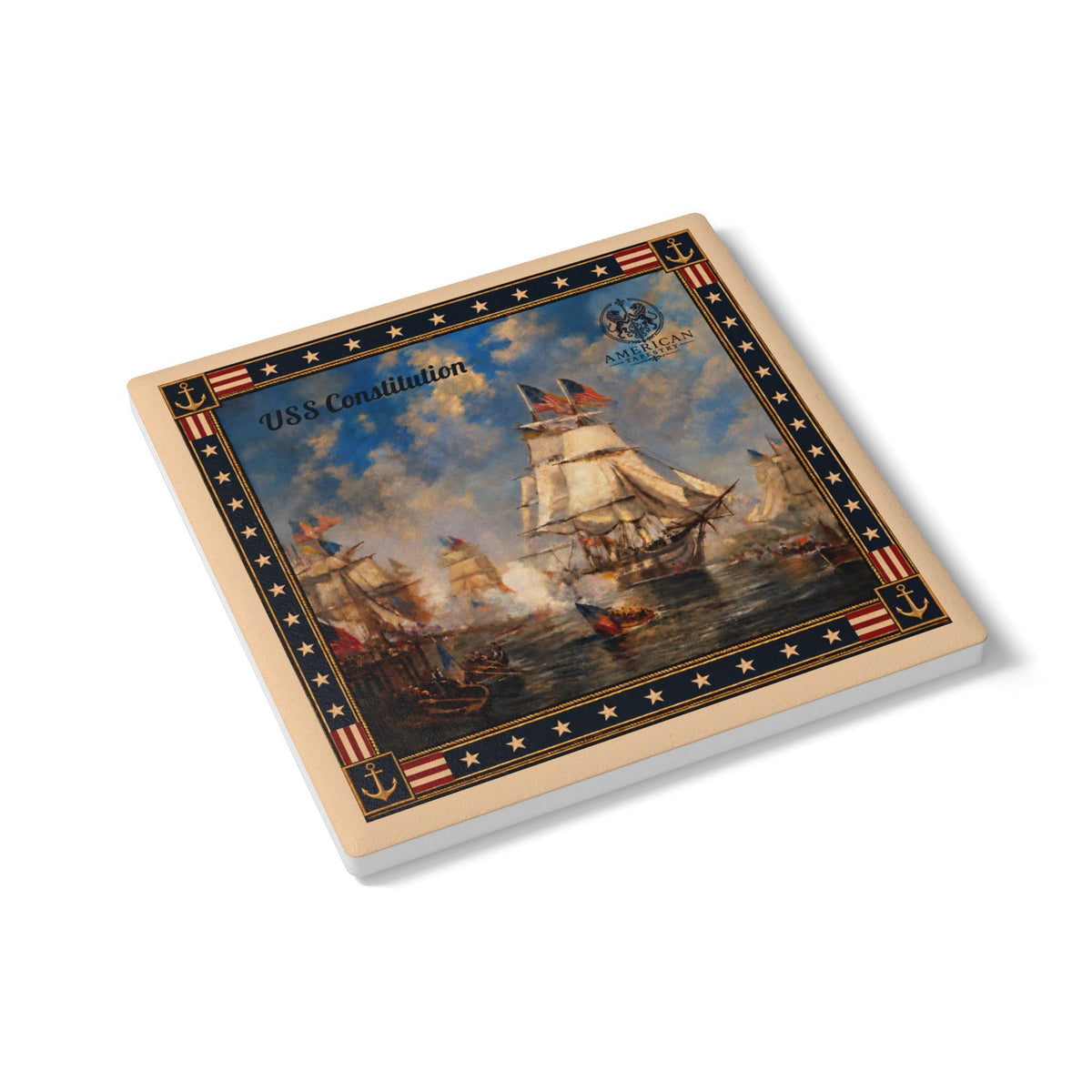 Coaster-USS Constitution – Cream Border