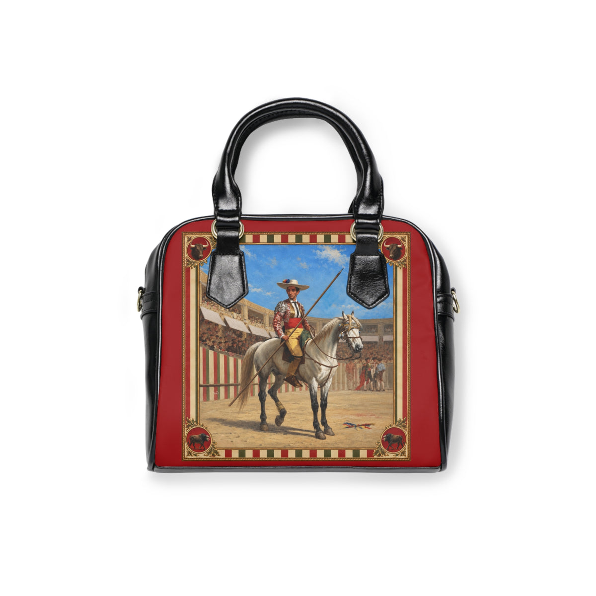 The Matador Collection-Satchel-Red Cameo Bulls with Red