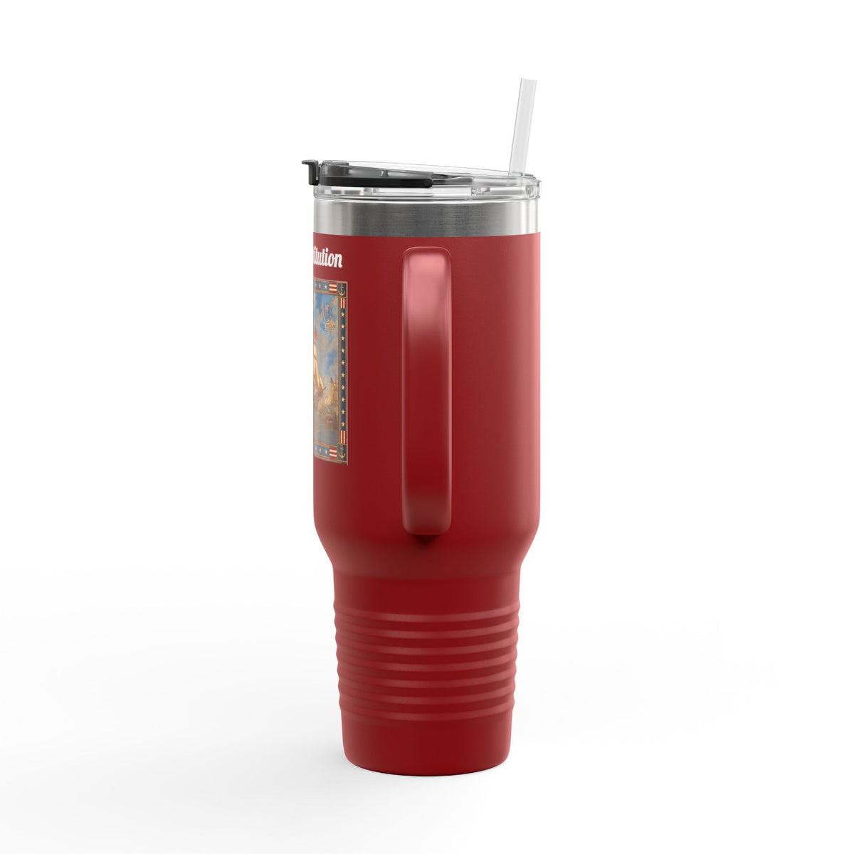 40 oz Insulated Travel Mug — USS Constitution — Multiple Colors in White Text