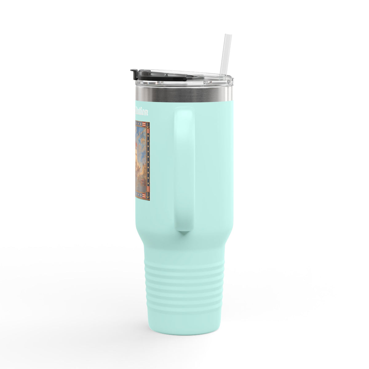 40 oz Insulated Travel Mug — USS Constitution — Multiple Colors in White Text