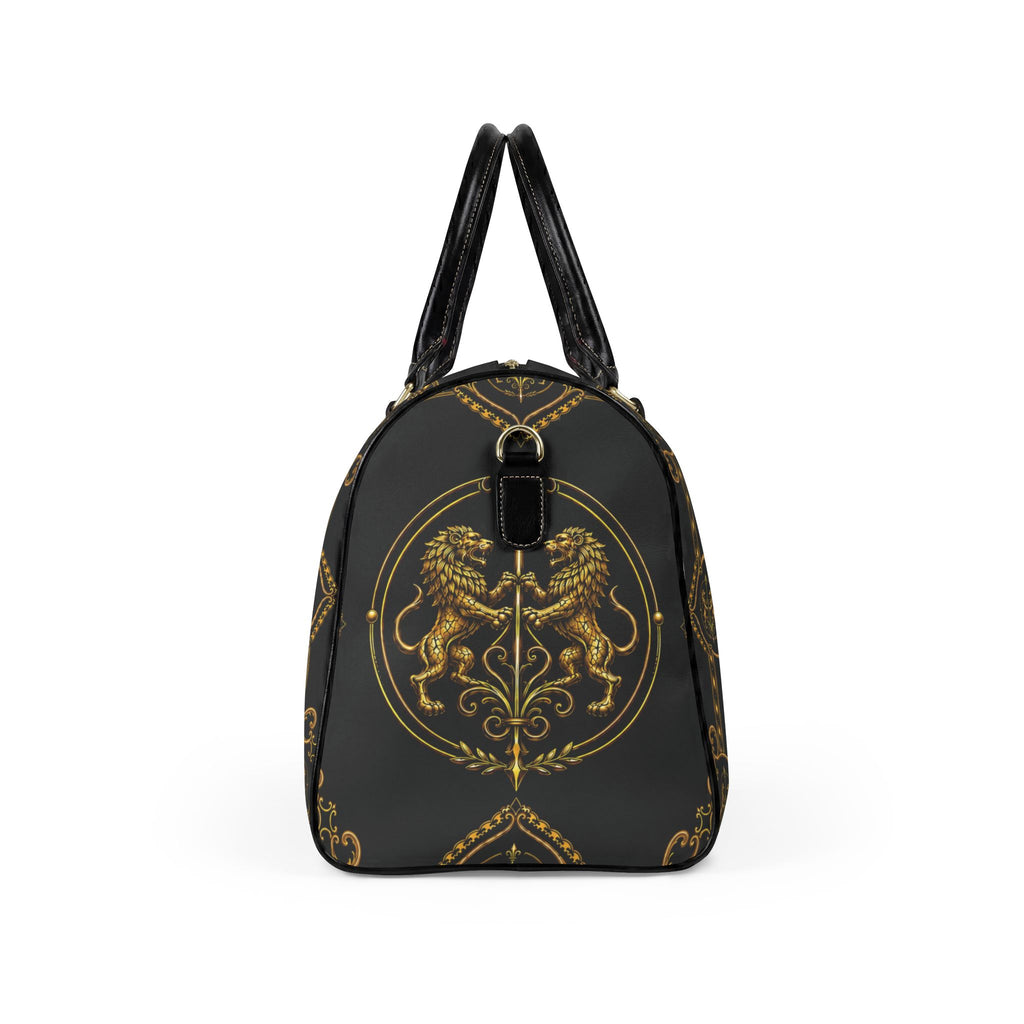 Barrel Bag — Inspired by Louis C. Tiffany (1848–1933) and a French Teacup and Saucer — Gold Lions on Black