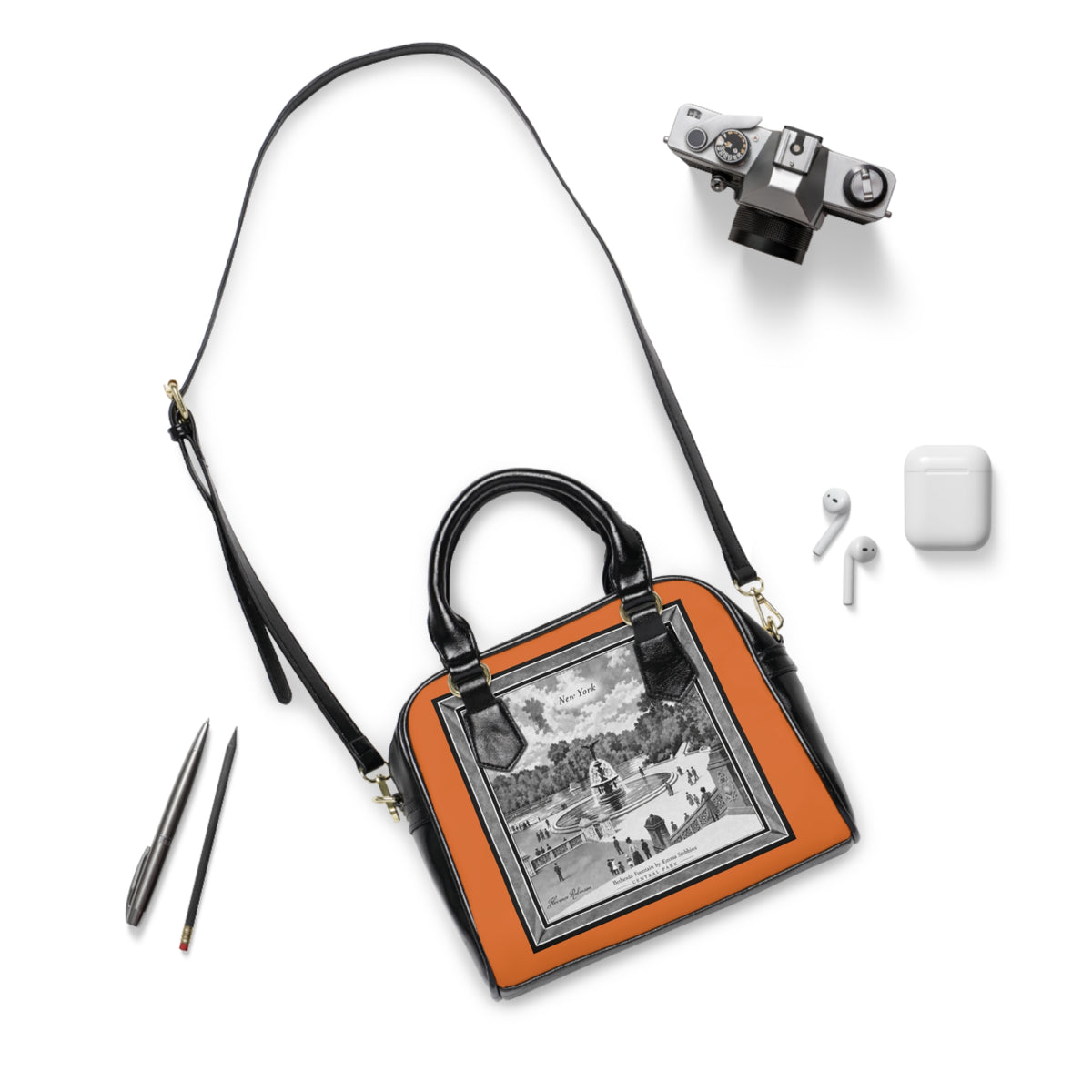 Satchel Bag  — Bethesda Fountain, Central Park, NYC — Archival Orange