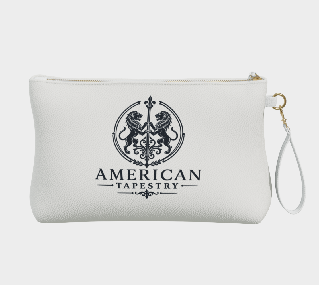Large Wristlet Bag — Return of the Constitution in White with a Back Deep Navy Emblem