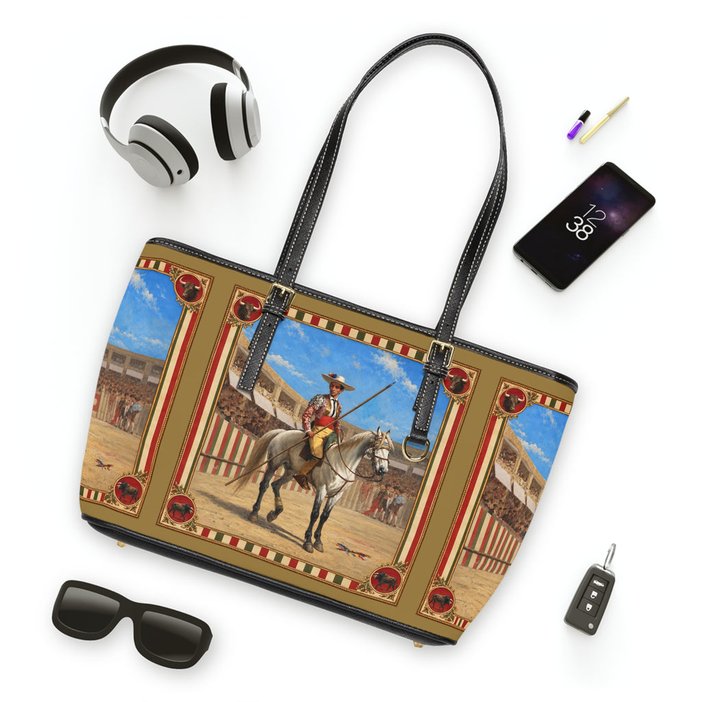 The Matador Collection-Tote-Red Cameo Bull with Saddle Brown