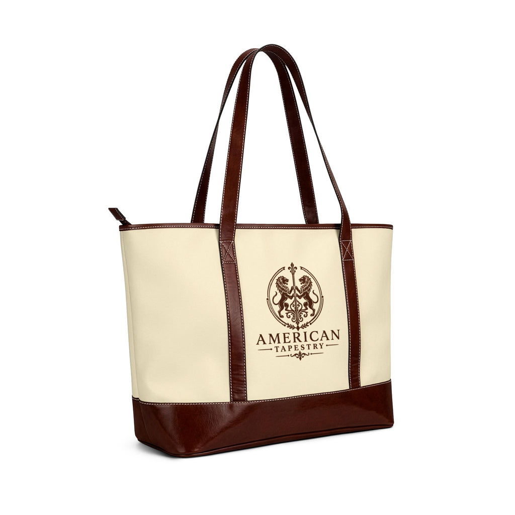 Water‑Resistant Canvas Tote — Inspired by Louis C. Tiffany (1848–1933) — Brown Lions