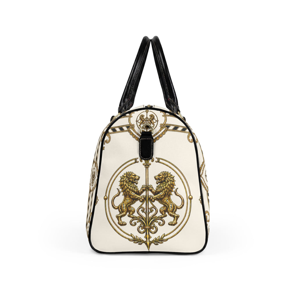 Barrel Bag — Inspired by Louis C. Tiffany (1848–1933) and a French Teacup and Saucer — Gold Lions on Antique White