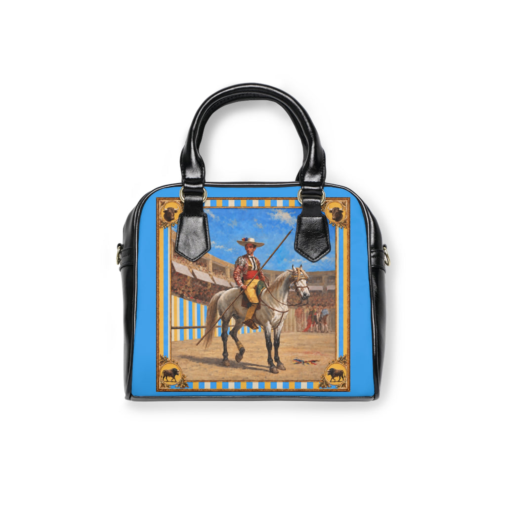 The Matador Collection-Satchel-Yellow Cameo Bull with Sky Blue