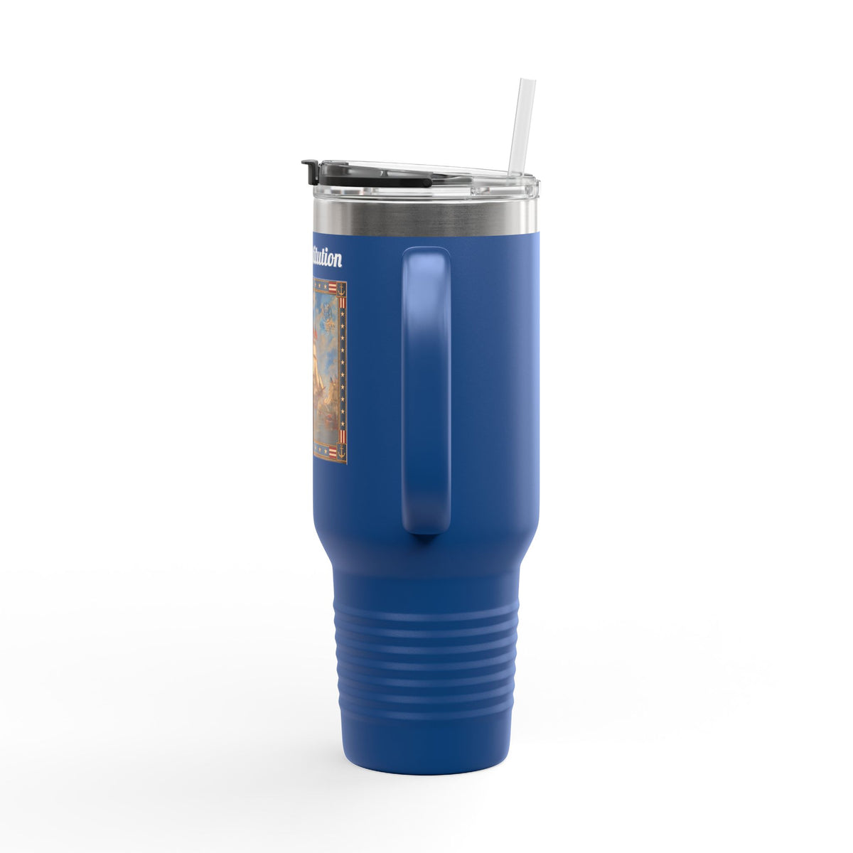 40 oz Insulated Travel Mug — USS Constitution — Multiple Colors in White Text