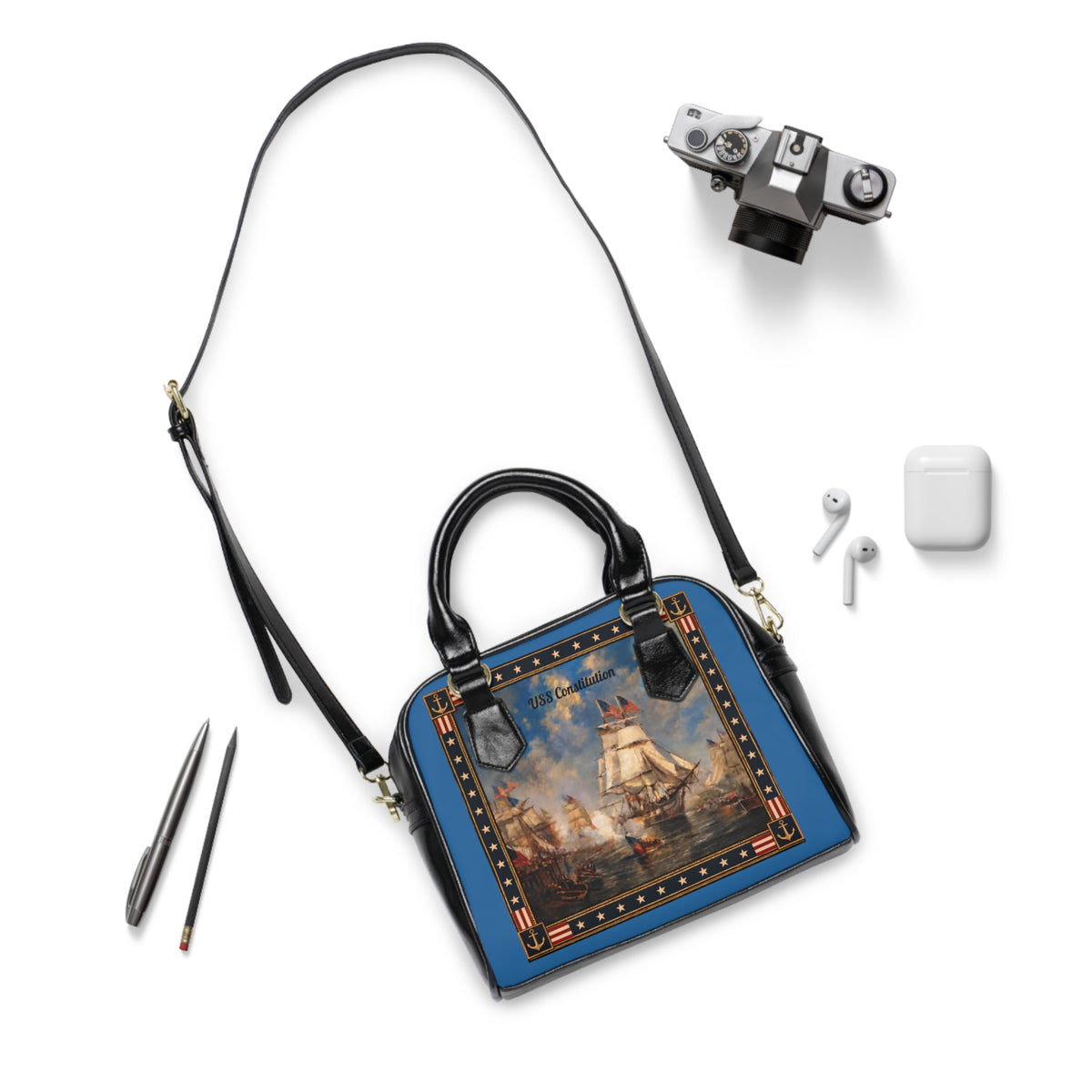 Satchel Bag — Return of the Constitution with Sky Blue and a Back Cream Emblem