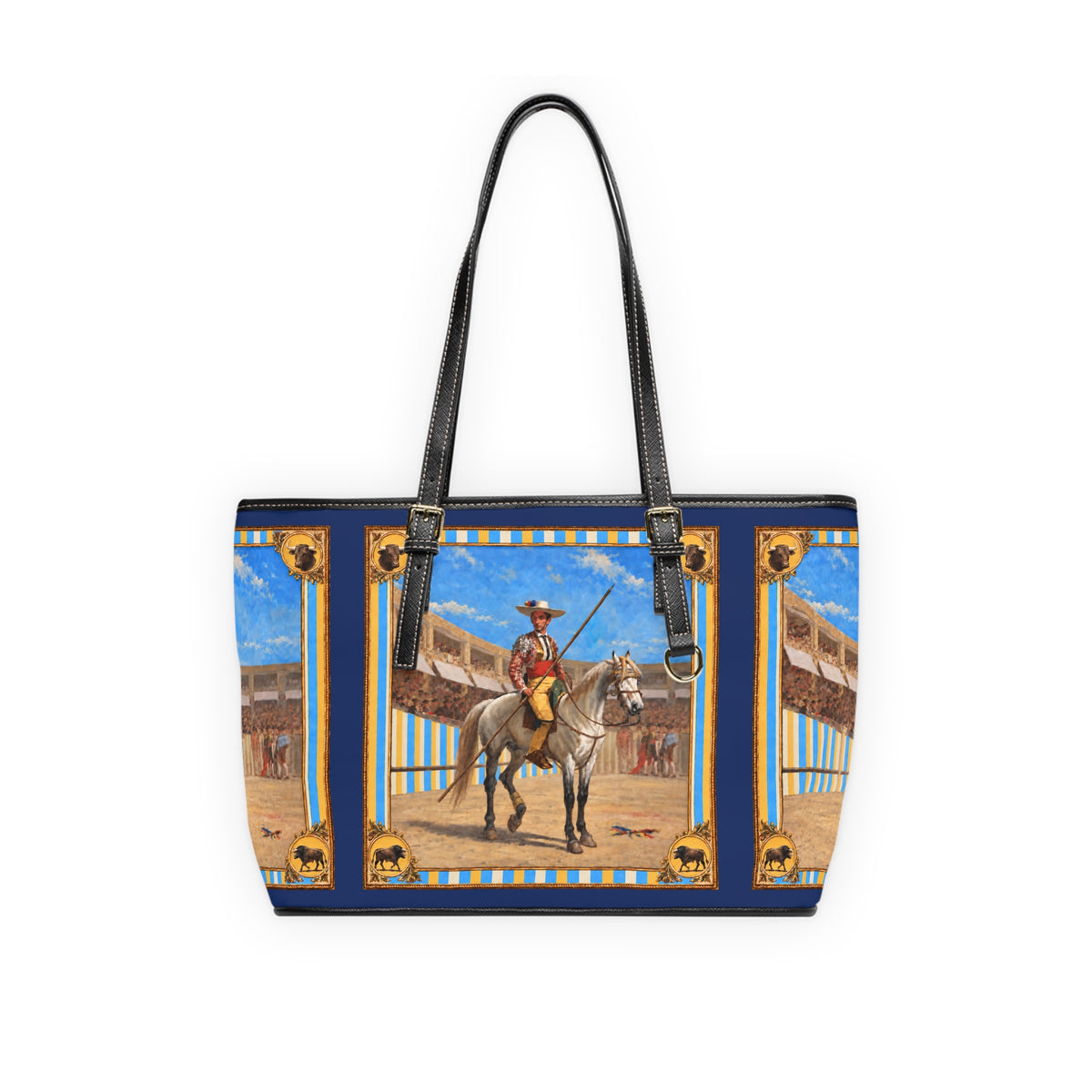 The Matador Collection-Tote-Yellow Bull Cameo with Navy