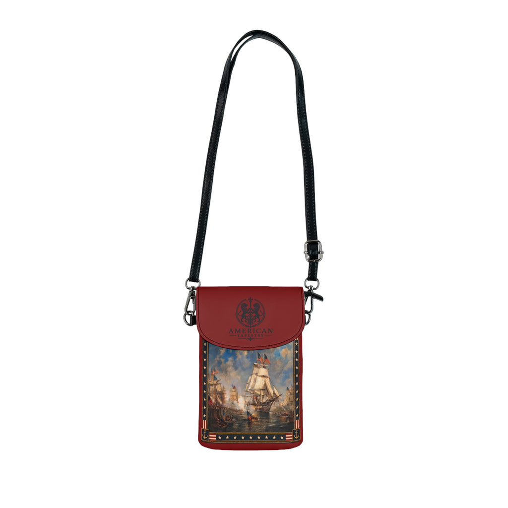 Crossbody Phone Case & Wallet Crossbody Bag — Return of the Constitution — Crimson with Deep Navy Emblem