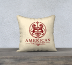 18″ Square Canvas or Cotton Canvas Pillowcase — USS Constitution with Border— Back Emblem in Crimson on Cream