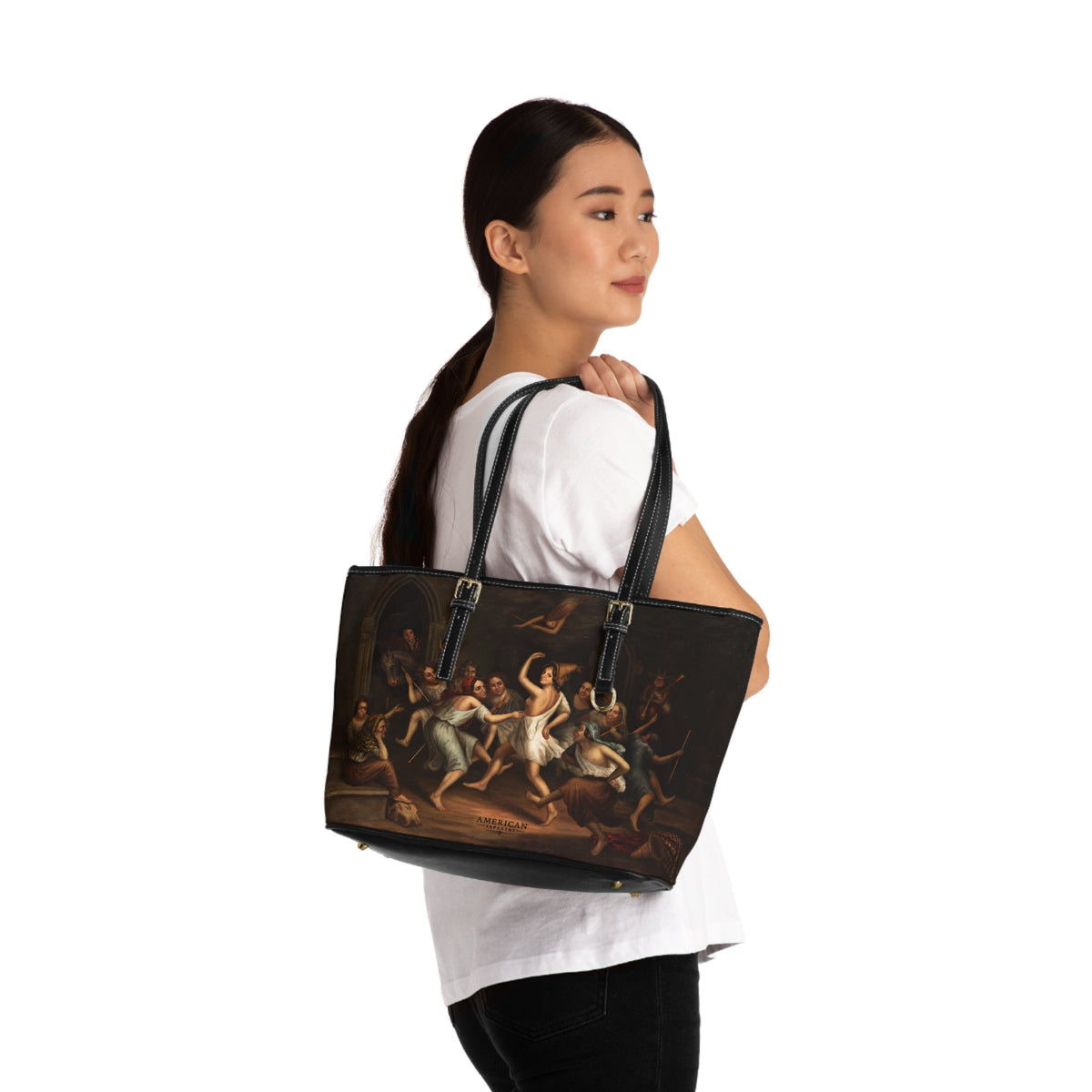 Tote Bag — Classical Ballet Painting Print PU Shoulder Tote