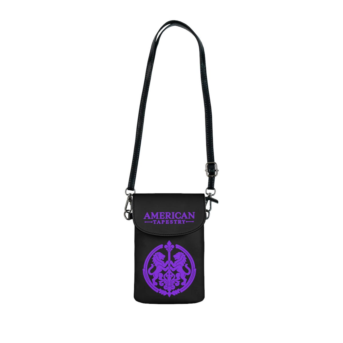 Crossbody Phone Case & Wallet — Rainbow Lions — Inspired by Louis C. Tiffany (1848–1933) — Purple