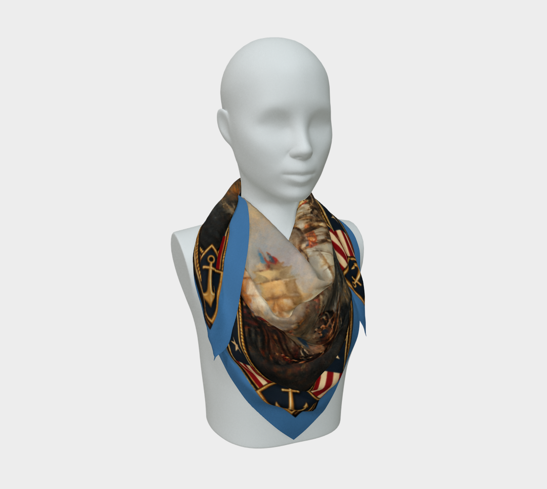 100% Silk Scarf — Return of the Constitution — Sky Blue Border
