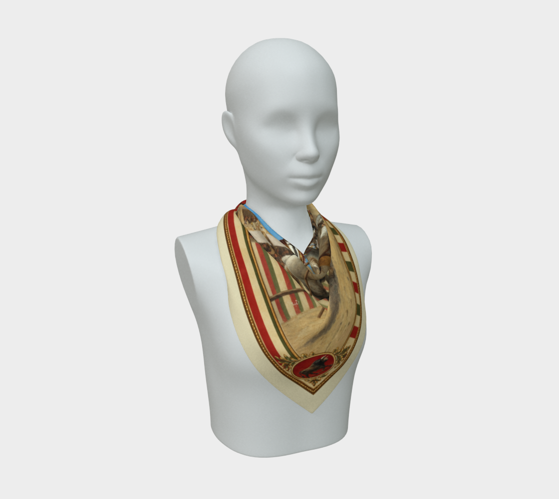 The Matador Collection-100% Silk Scarf-Red Cameo Bull with Antique White