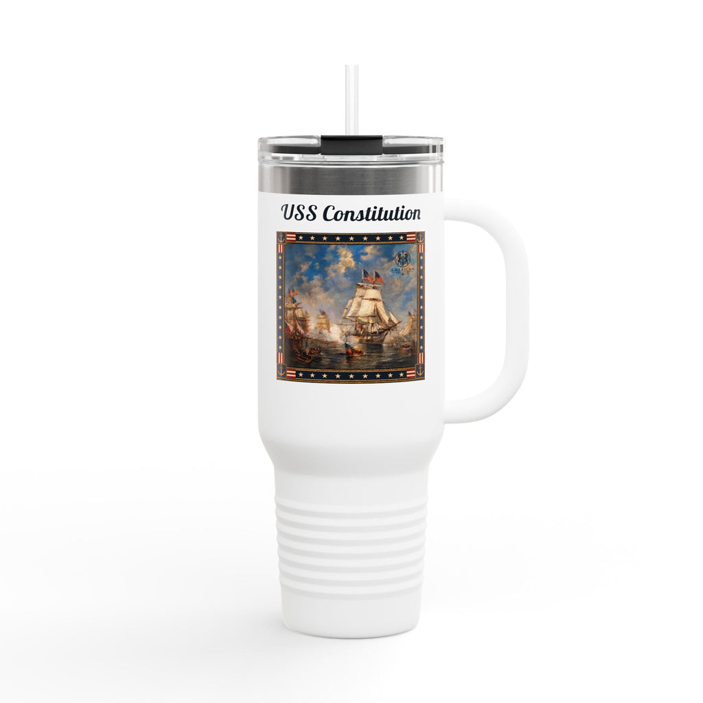 40 oz Insulated Travel Mug — USS Constitution — Multiple Colors in Black Text