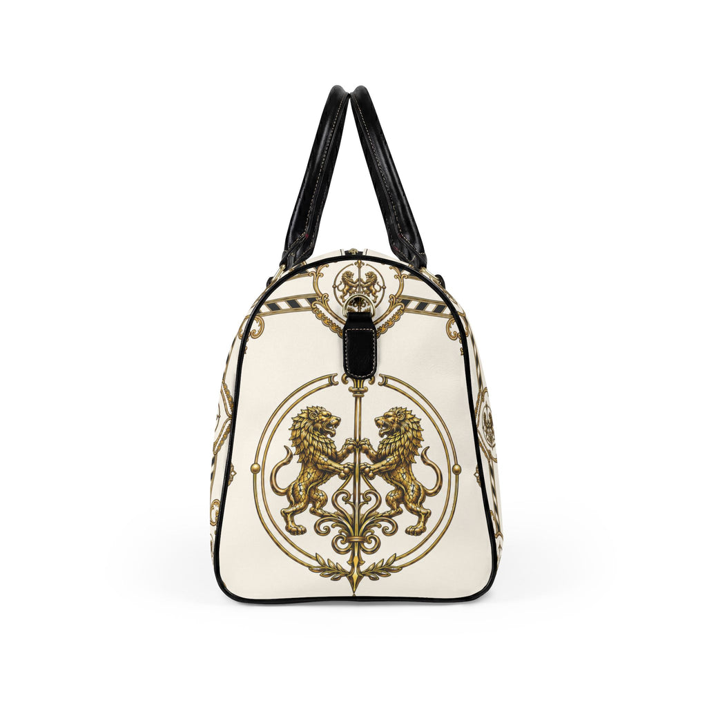 Barrel Bag — Inspired by Louis C. Tiffany (1848–1933) and a French Teacup and Saucer — Gold Lions on Antique White