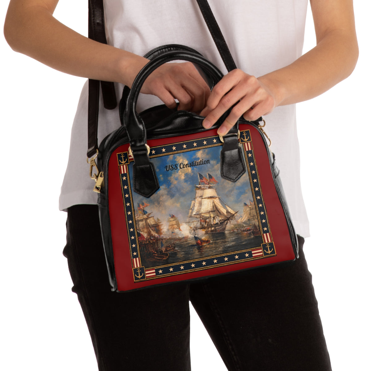 Satchel Bag — Return of the Constitution with Crimson and a Back Cream Emblem