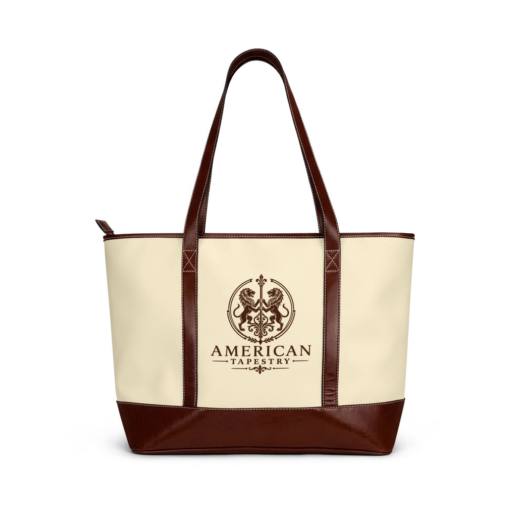 Water‑Resistant Canvas Tote — Inspired by Louis C. Tiffany (1848–1933) — Brown Lions