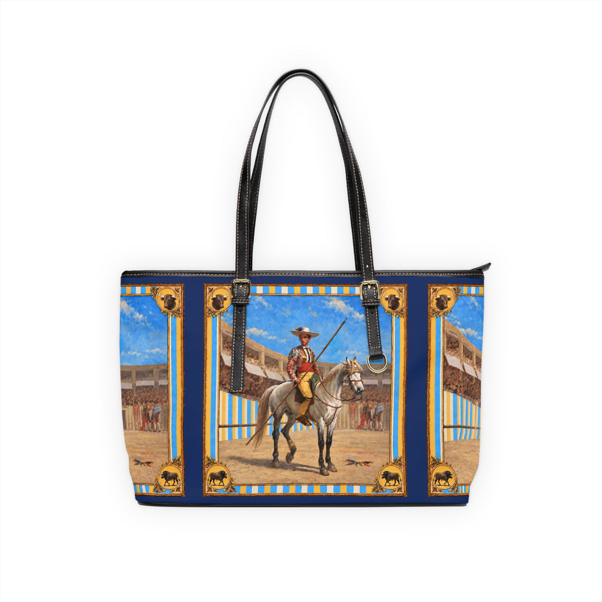 The Matador Collection-Tote-Yellow Bull Cameo with Navy