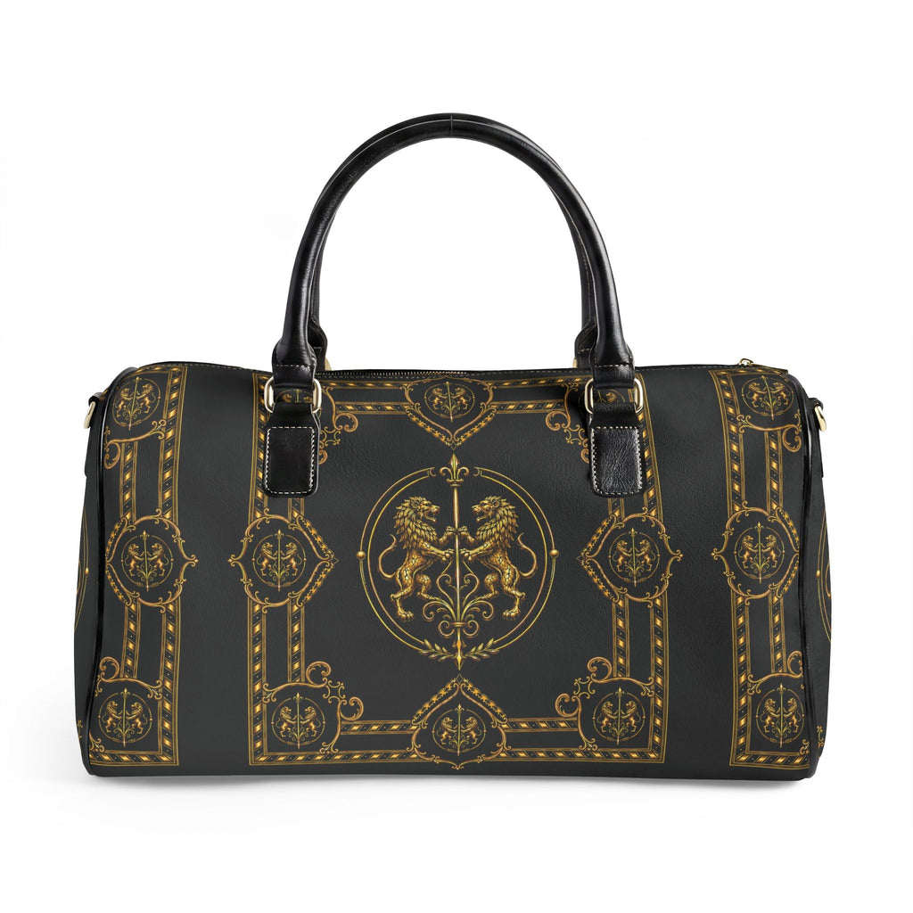 Barrel Bag — Inspired by Louis C. Tiffany (1848–1933) and a French Teacup and Saucer — Gold Lions on Black