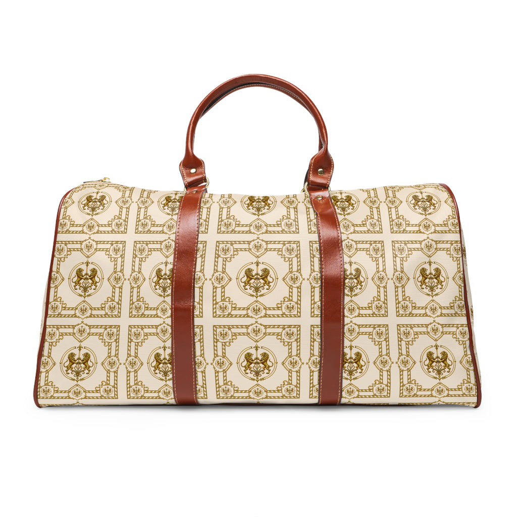 Duffle Bag — Inspired by Louis C. Tiffany (1848–1933) and a French Teacup and Saucer — Gold Lions on Cream