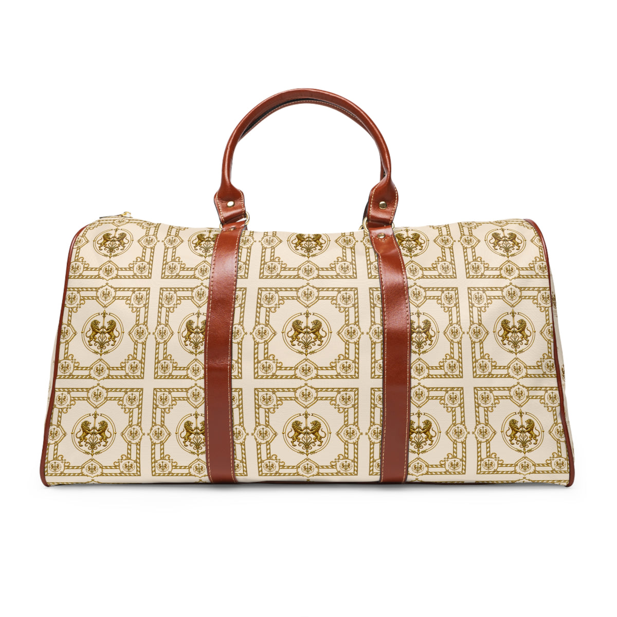Duffle Bag — Inspired by Louis C. Tiffany (1848–1933) and a French Teacup and Saucer — Gold Lions on Cream