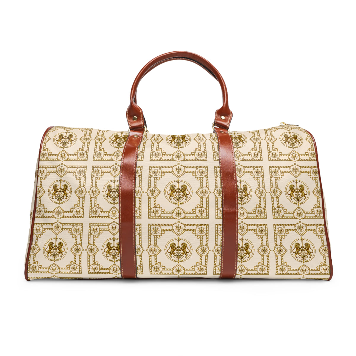 Duffle Bag — Inspired by Louis C. Tiffany (1848–1933) and a French Teacup and Saucer — Gold Lions on Cream