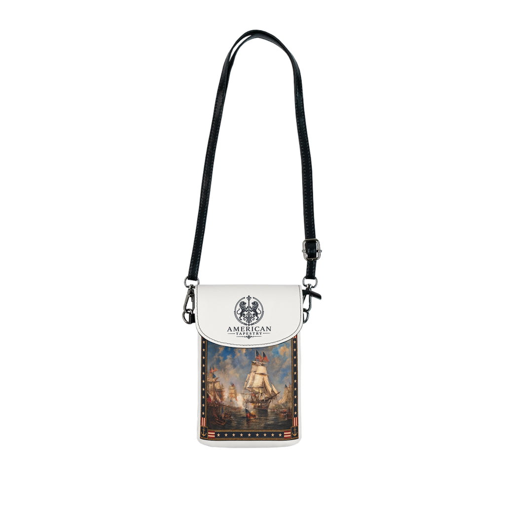 Crossbody Phone Case & Wallet Crossbody Bag — Return of the Constitution — White with Deep Navy Emblem
