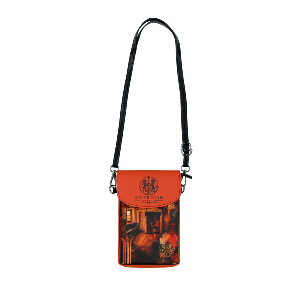 Crossbody Phone Case & Wallet — Interior Scene — Sunrise Ombré with Orange