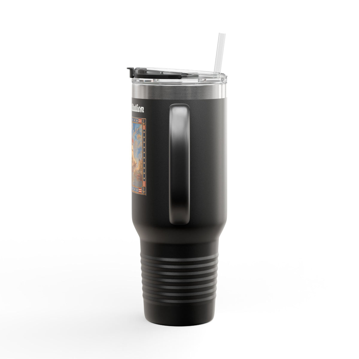 40 oz Insulated Travel Mug — USS Constitution — Multiple Colors in White Text