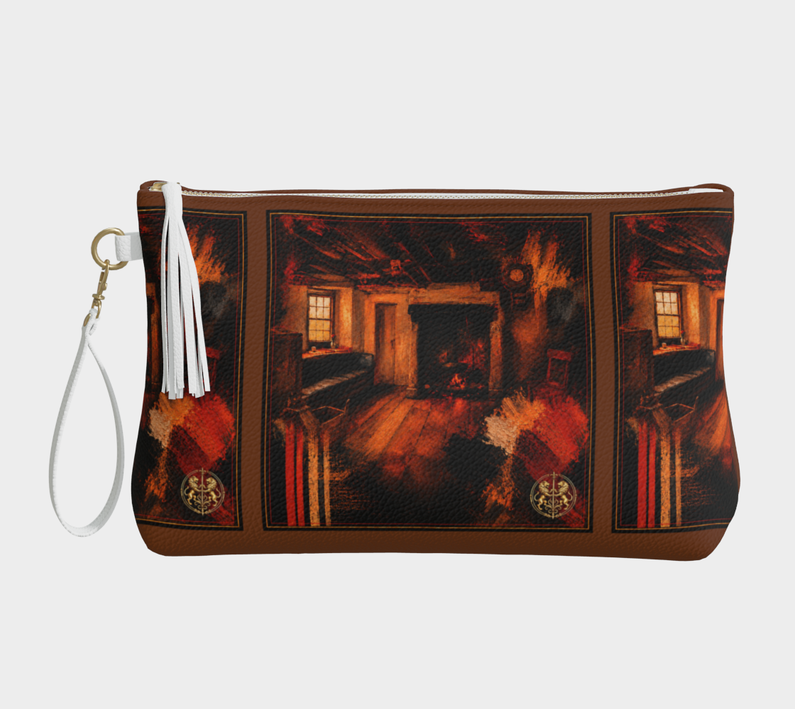 Large Wristlet Bag — Interior Scene — Sunrise Ombré with Brown — Strap Options — Black or Ivory