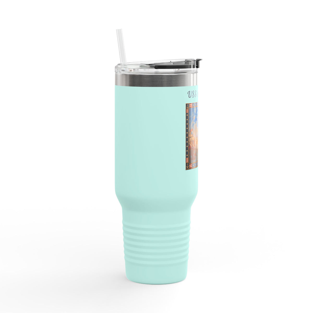 40 oz Insulated Travel Mug — USS Constitution — Multiple Colors in Black Text