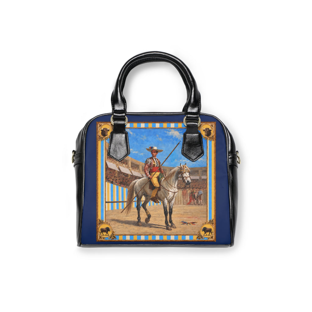 The Matador Collection-Satchel Bag-Yellow Bull Cameo with Navy