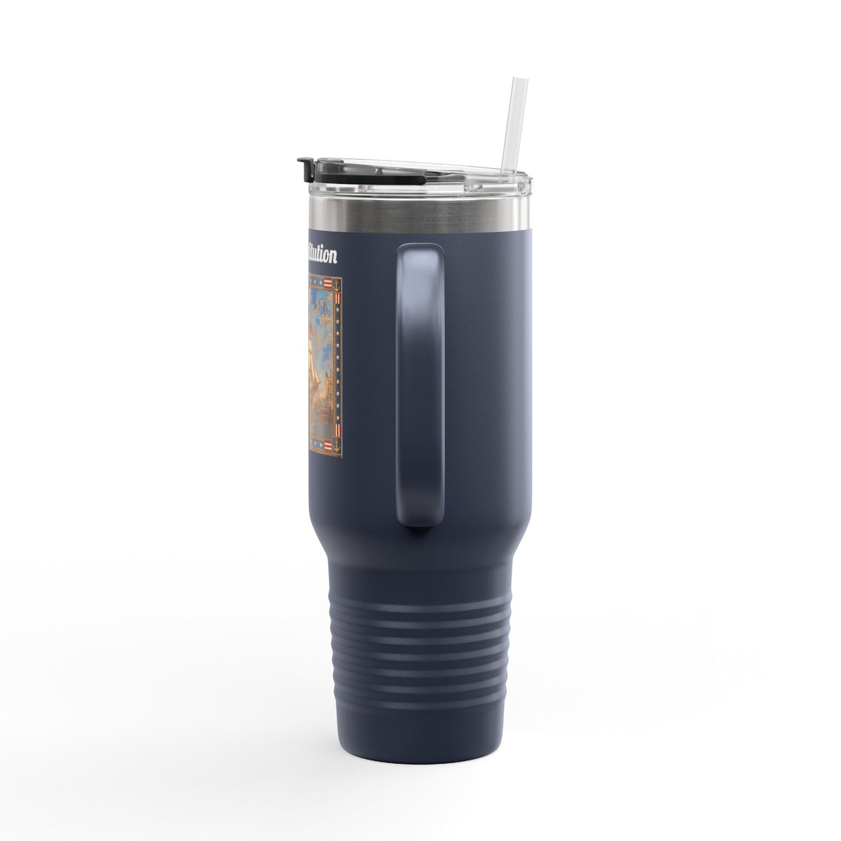 40 oz Insulated Travel Mug — USS Constitution — Multiple Colors in White Text