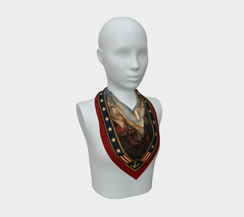100% Silk Scarf — Return of the Constitution — Crimson Border