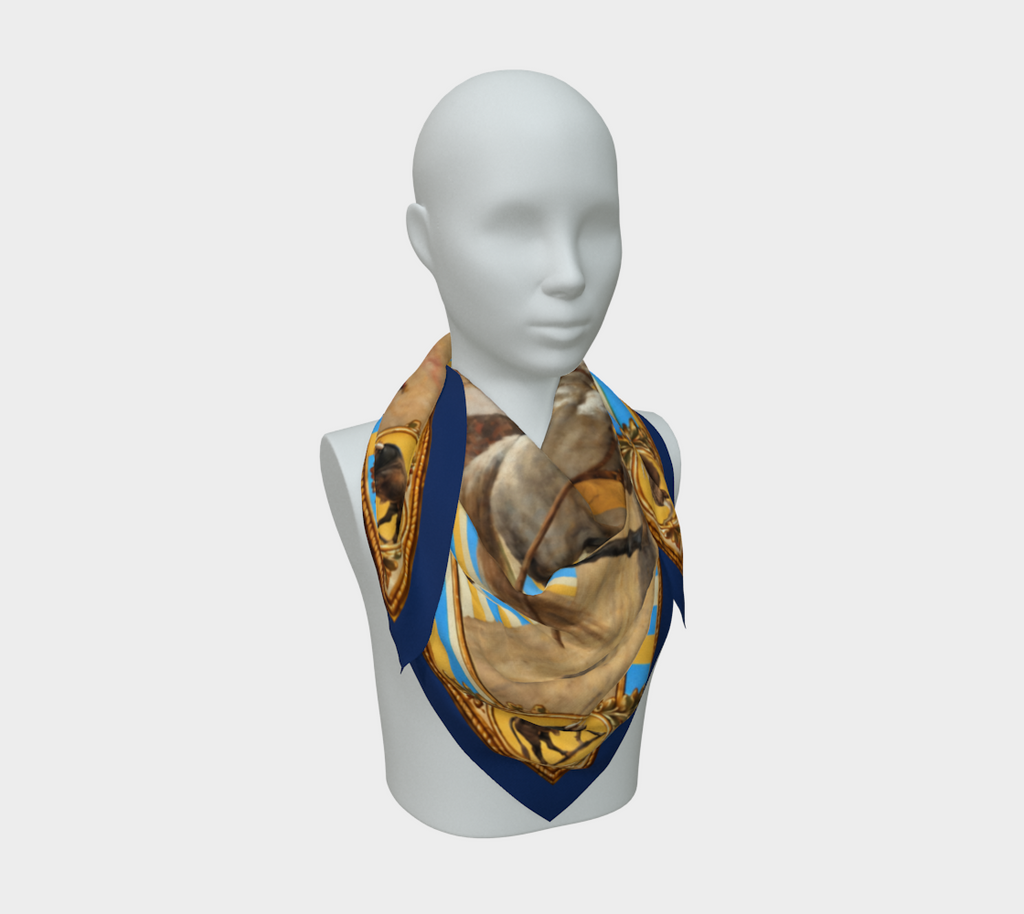 The Matador Collection-100% Silk Scarf-Yellow Bull Cameo with Navy