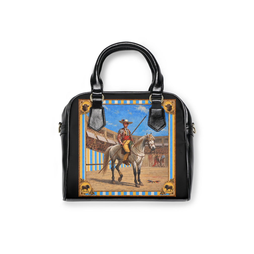 The Matador Collection-Satchel Bag-Black with Yellow Cameo Bulls