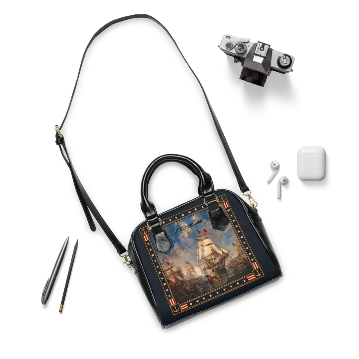 Satchel Bag  — Return of the Constitution with Deep Navy and a Back Crimson Emblem