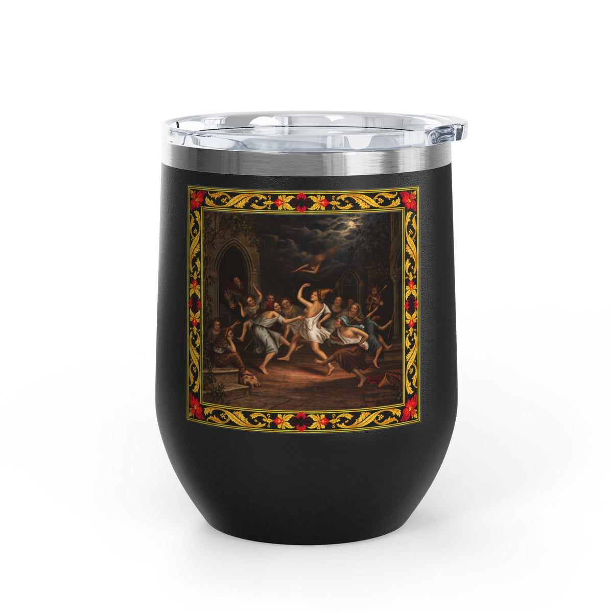 12oz Wine Tumbler — Witches' Dance in Black or Red