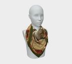 The Matador Collection-100% Silk Scarf-Red Cameo Bulls with Olive